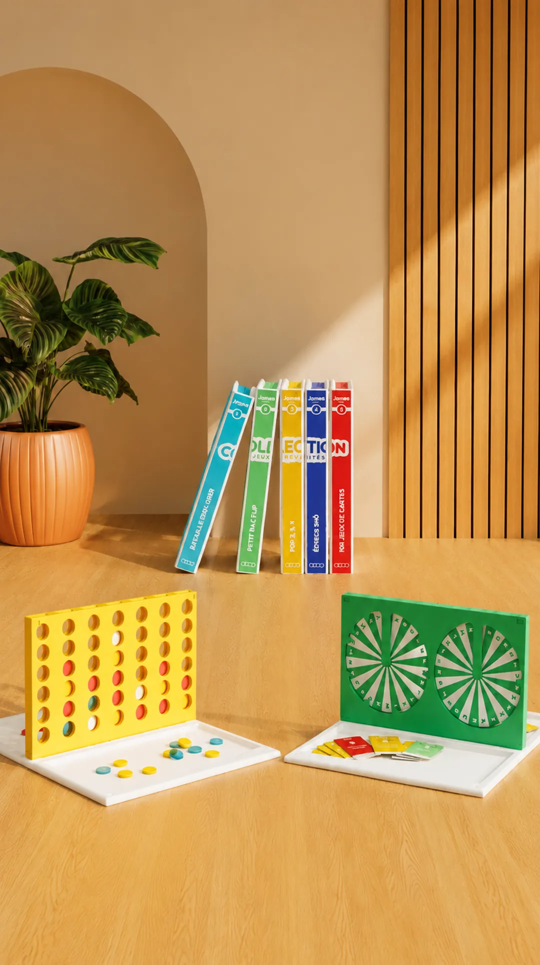 Le premier Livre-Jeu — 5 jeux de société dans une bibliothèque